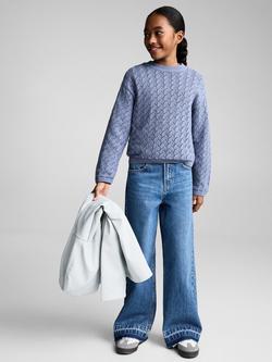 Mango Kids' Izzy Openwork Jumper, Blue - view 2, Blue