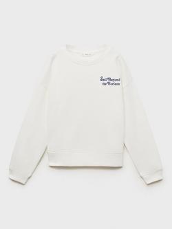 Mango Kids' Sail Slogan Sweatshirt, Natural White, Natural White