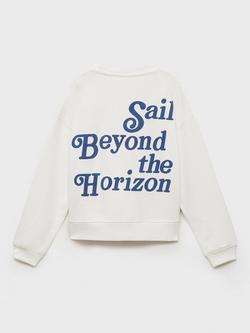 Mango Kids' Sail Slogan Sweatshirt, Natural White - view 2, Natural White