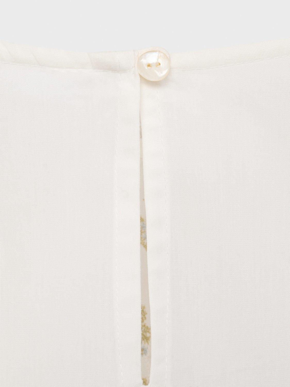 Product image 4 of 4, which shows Mango Kids' Viviana Floral Embroidered Ruffle Blouse, White/Multi, 10 years