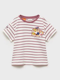 Mango Kids' Paw Patrol Stripe T-Shirt, Dark Red, Dark Red