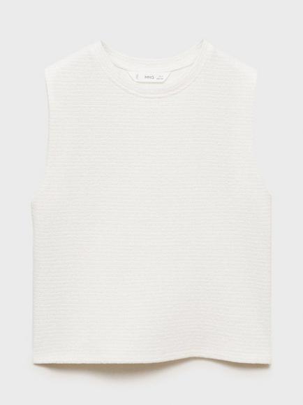 Mango Kids' Luri Vest Top, Natural White - view 2, Natural White