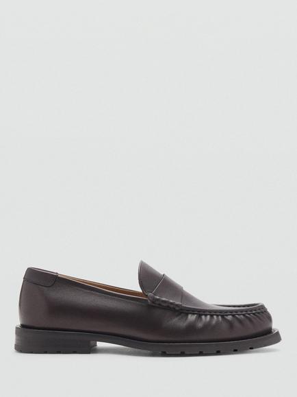 Mango Leather Laofers, Dark Brown, Dark Brown