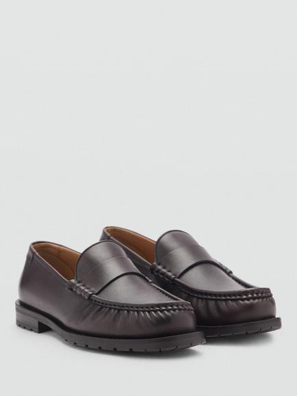 Mango Leather Laofers, Dark Brown - view 2, Dark Brown