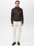 Mango Talco Cotton Blend Zipped Jacket, Dark Brown