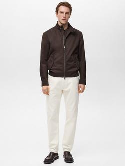 Mango Talco Cotton Blend Zipped Jacket - view 2, Dark Brown