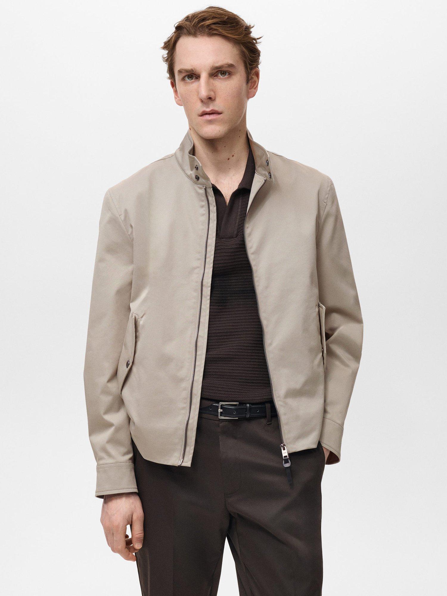 Product image 1 of 8, which shows Mango Talco Cotton Blend Zipped Jacket, Natural White, S