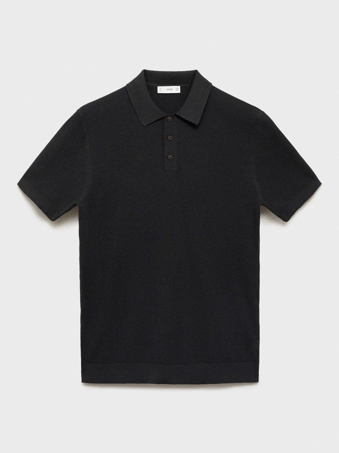Product image 3 of 8, which shows Mango Andrew Cotton Blend Slim Fit Short Sleeve Polo Shirt, Black, S