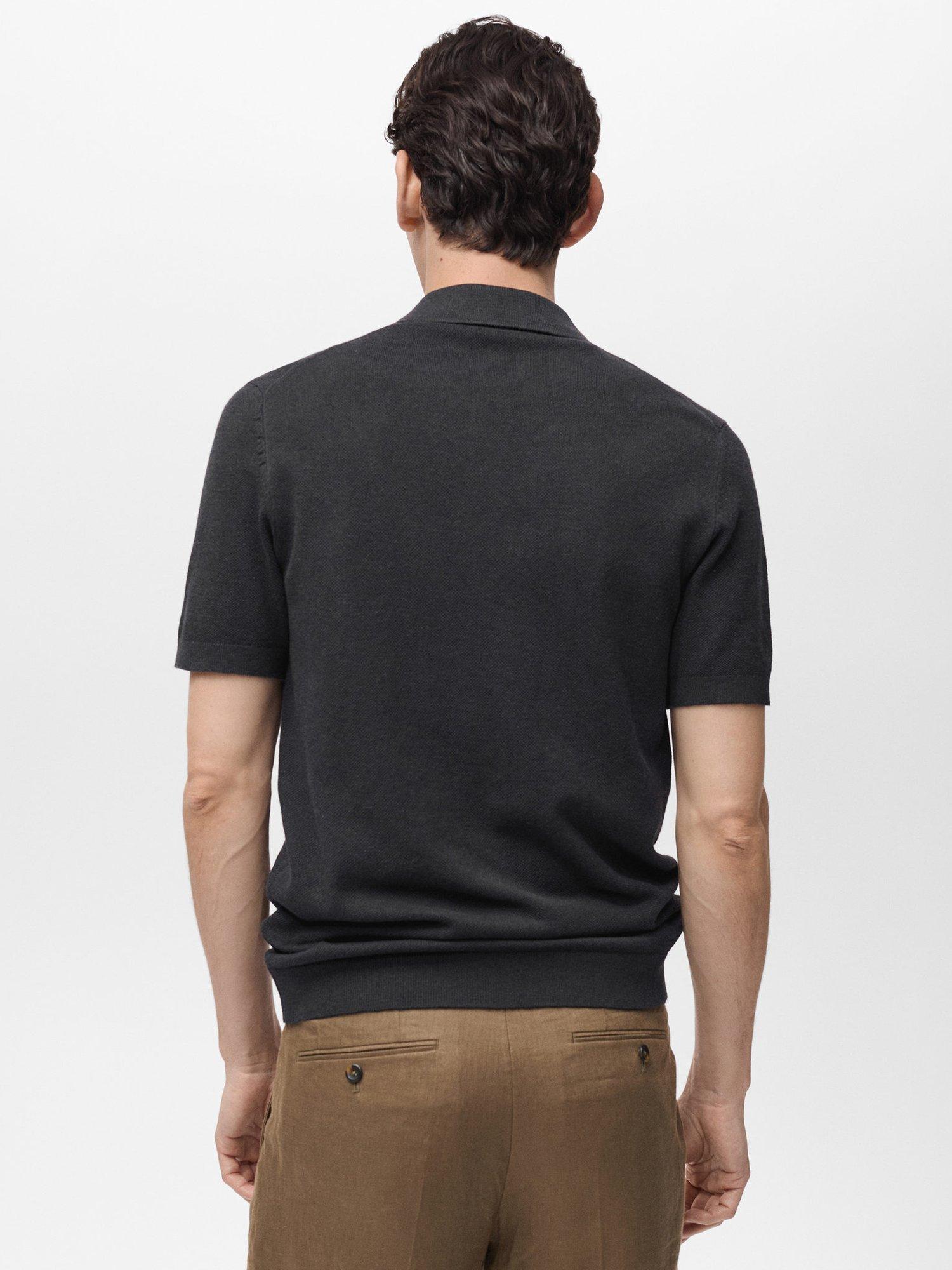 Product image 4 of 8, which shows Mango Andrew Cotton Blend Slim Fit Short Sleeve Polo Shirt, Black, S