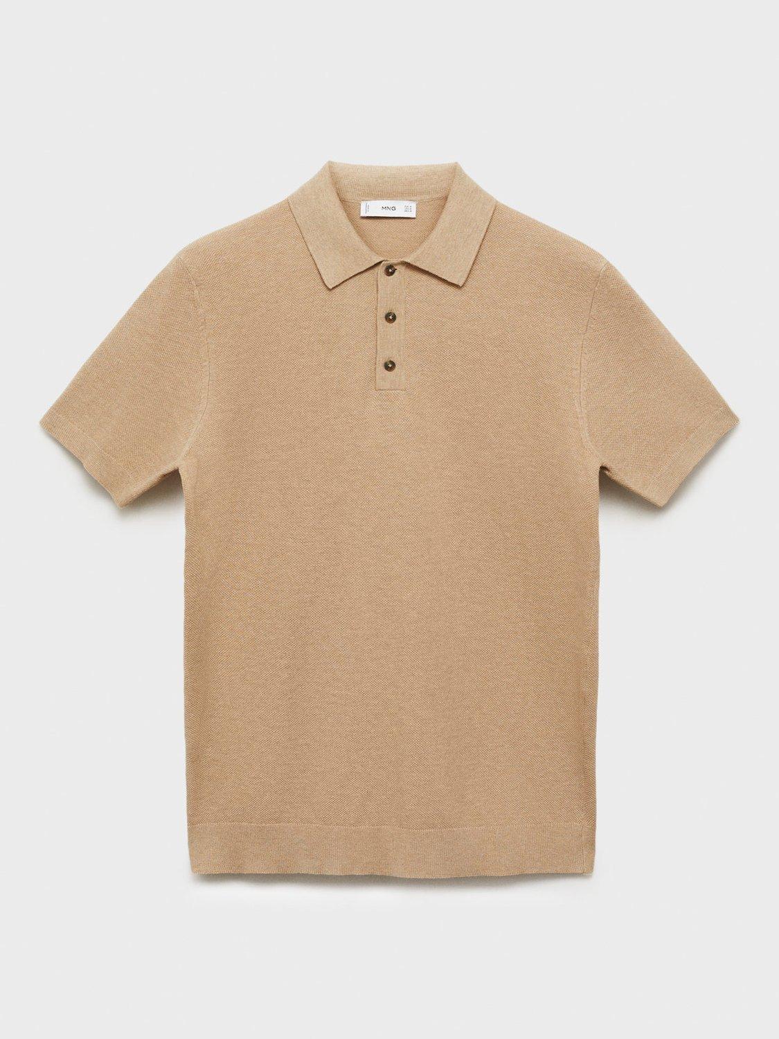 Product image 3 of 8, which shows Mango Andrew Cotton Blend Slim Fit Short Sleeve Polo Shirt, Beige, S