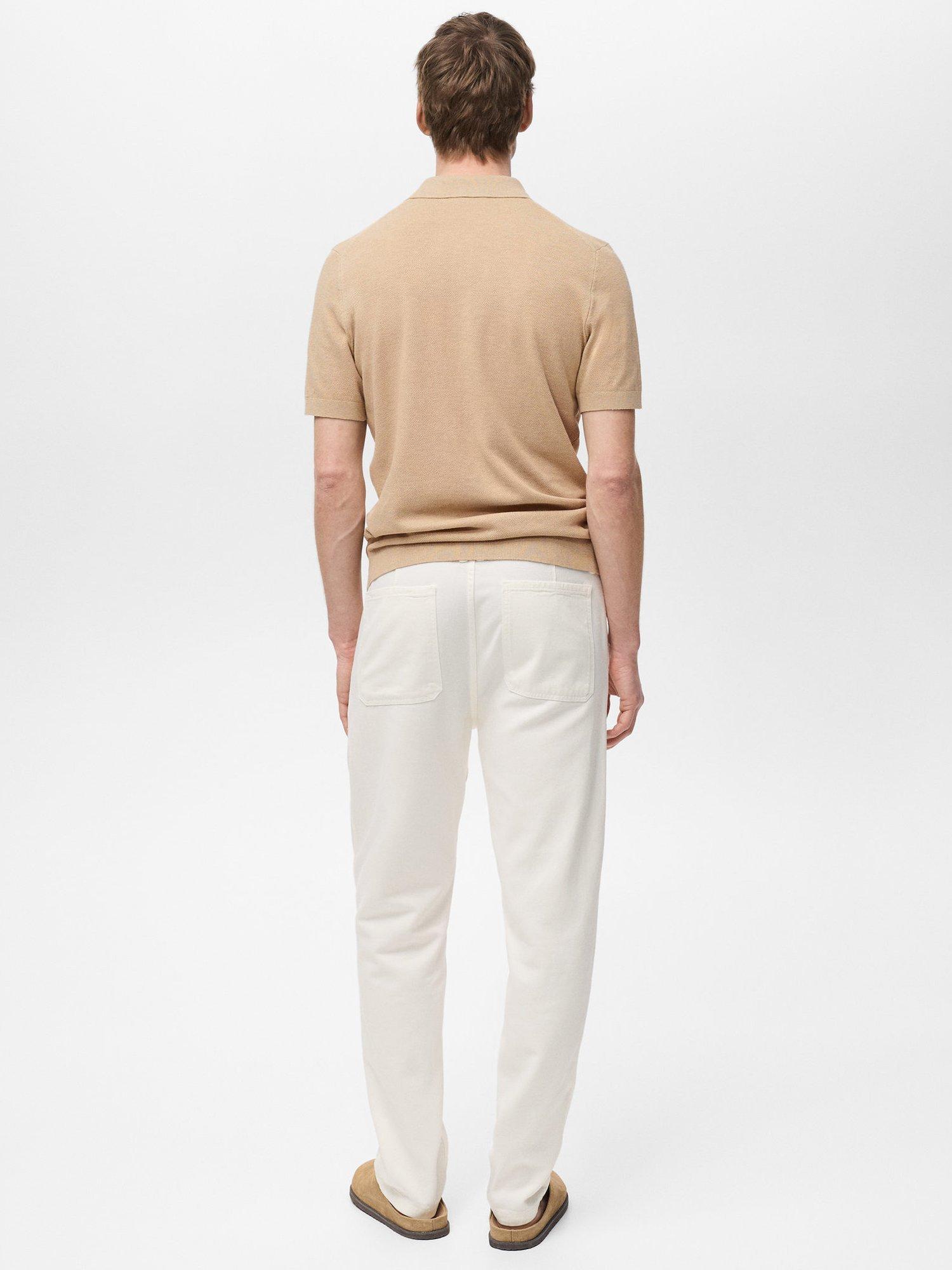 Product image 4 of 8, which shows Mango Andrew Cotton Blend Slim Fit Short Sleeve Polo Shirt, Beige, S