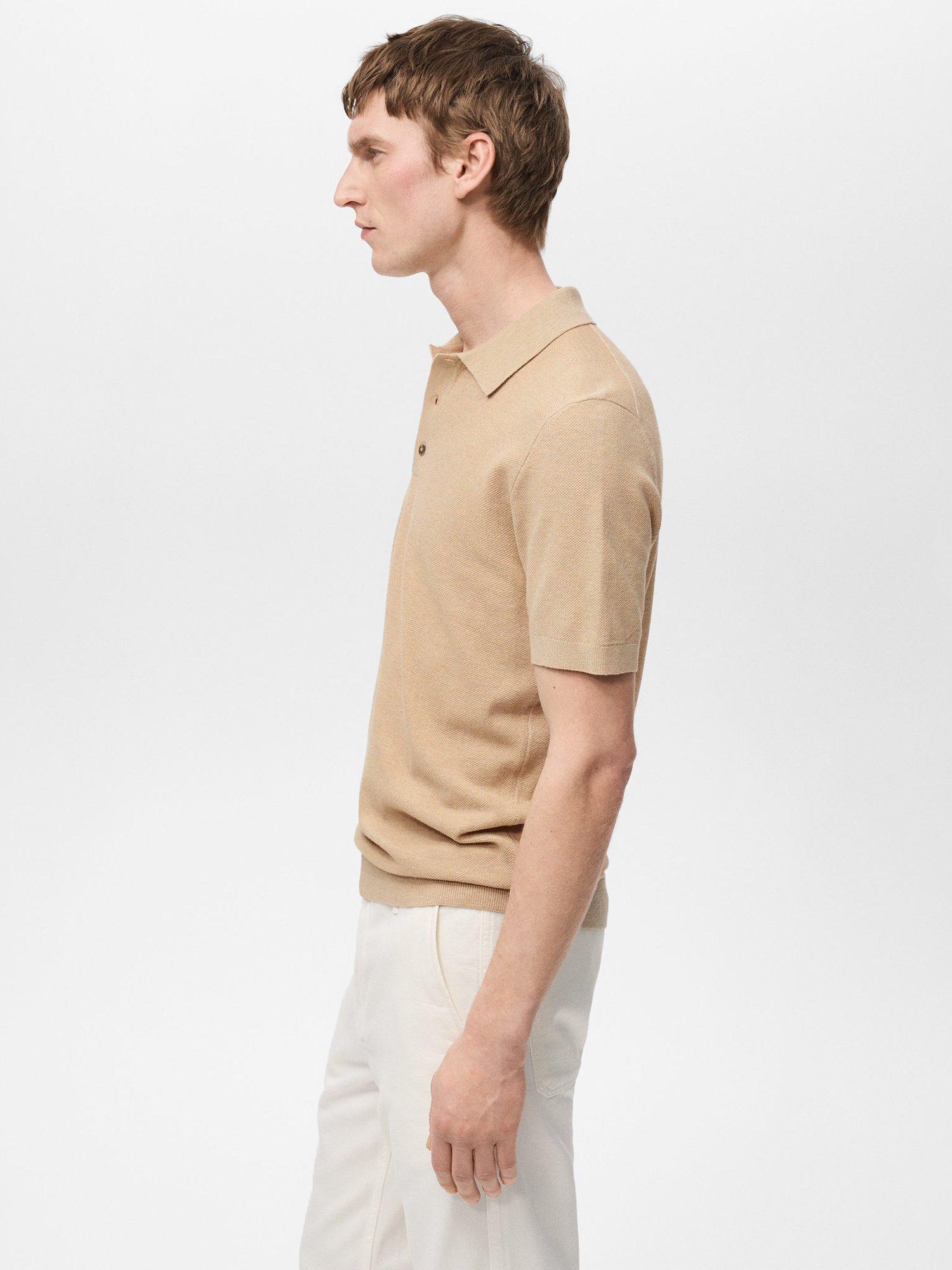 Product image 7 of 8, which shows Mango Andrew Cotton Blend Slim Fit Short Sleeve Polo Shirt, Beige, S