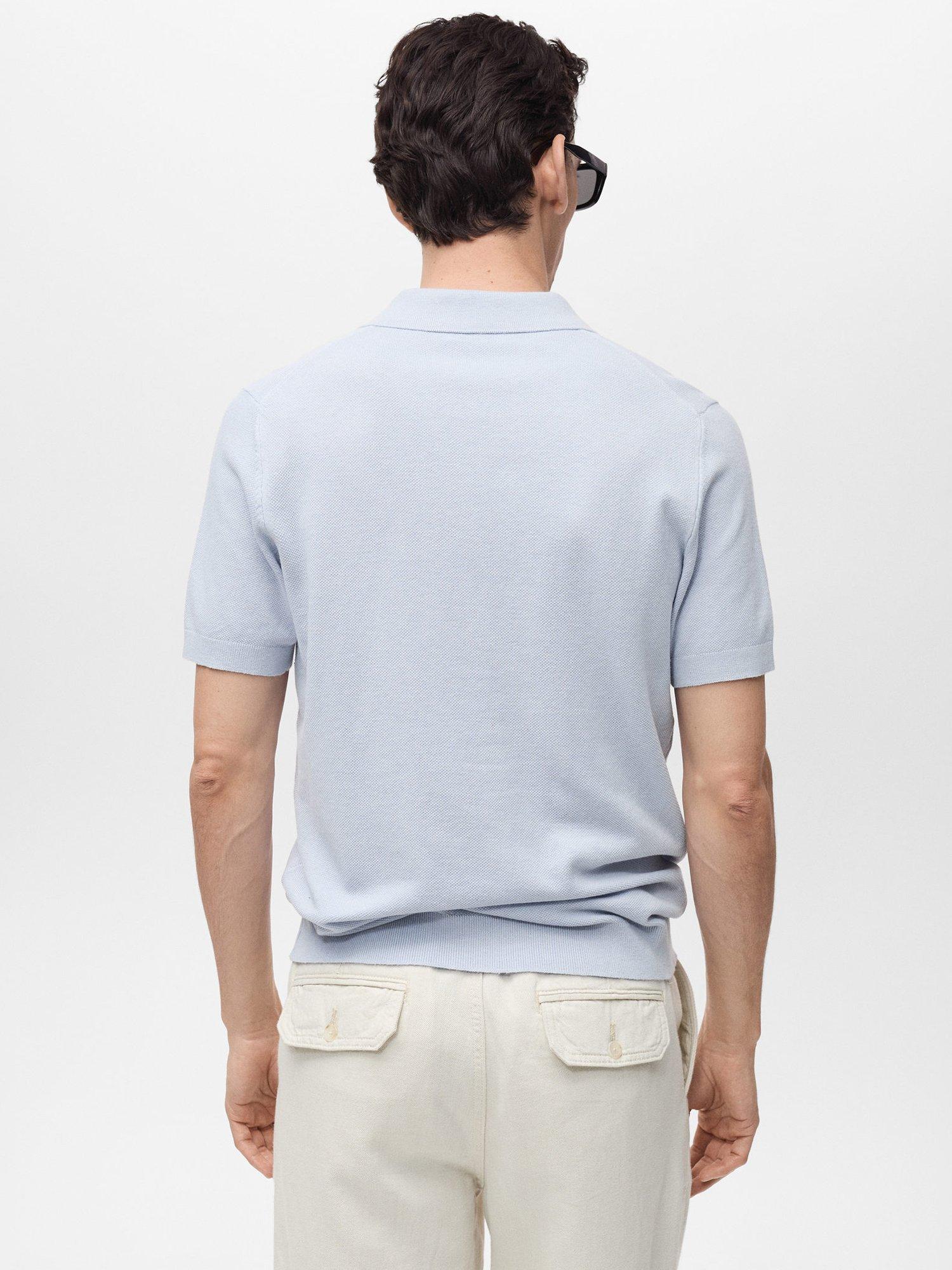 Product image 4 of 8, which shows Mango Andrew Slim Fit Polo Shirt, Mid Blue, XL