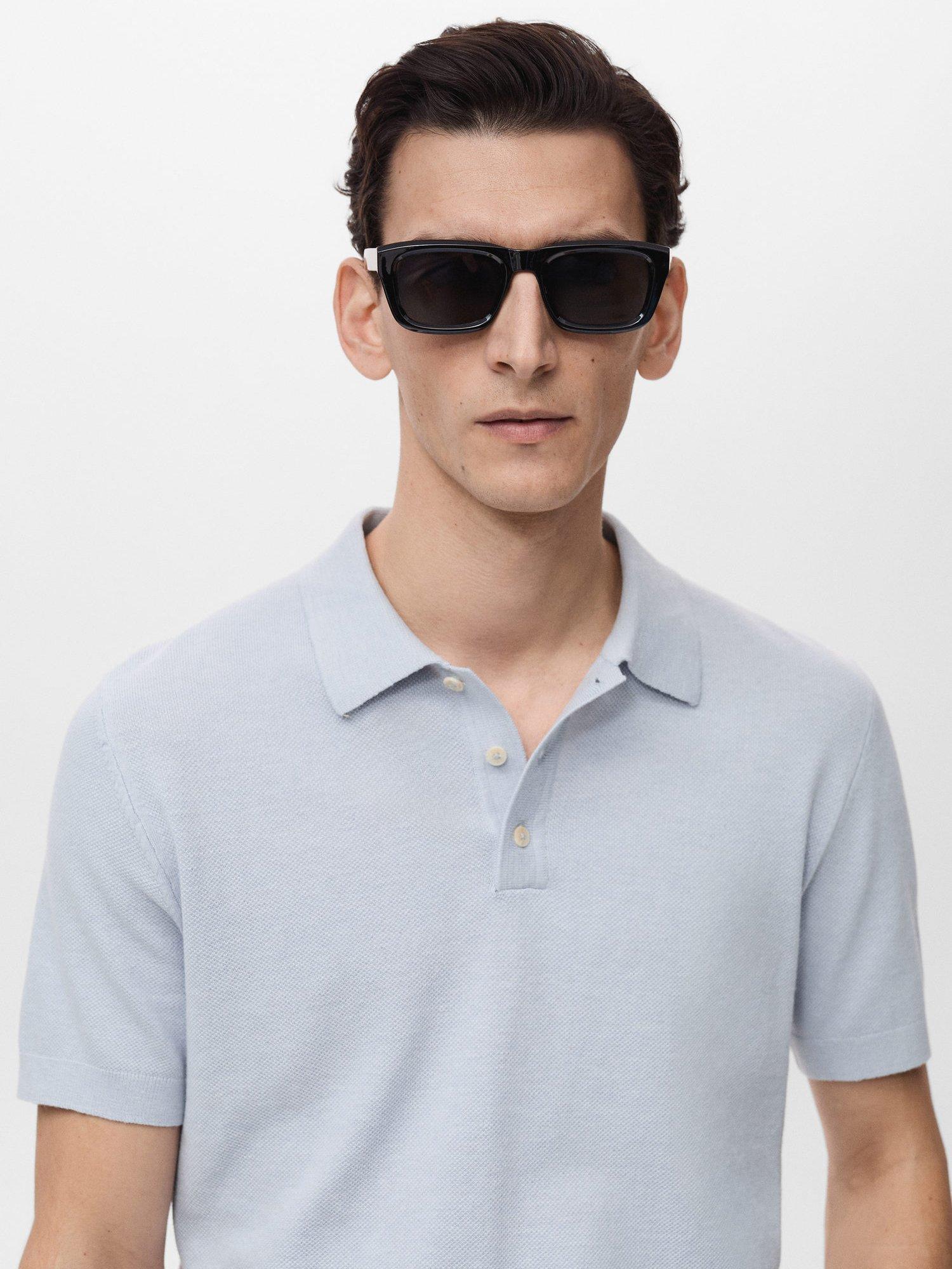 Product image 6 of 8, which shows Mango Andrew Slim Fit Polo Shirt, Mid Blue, XL
