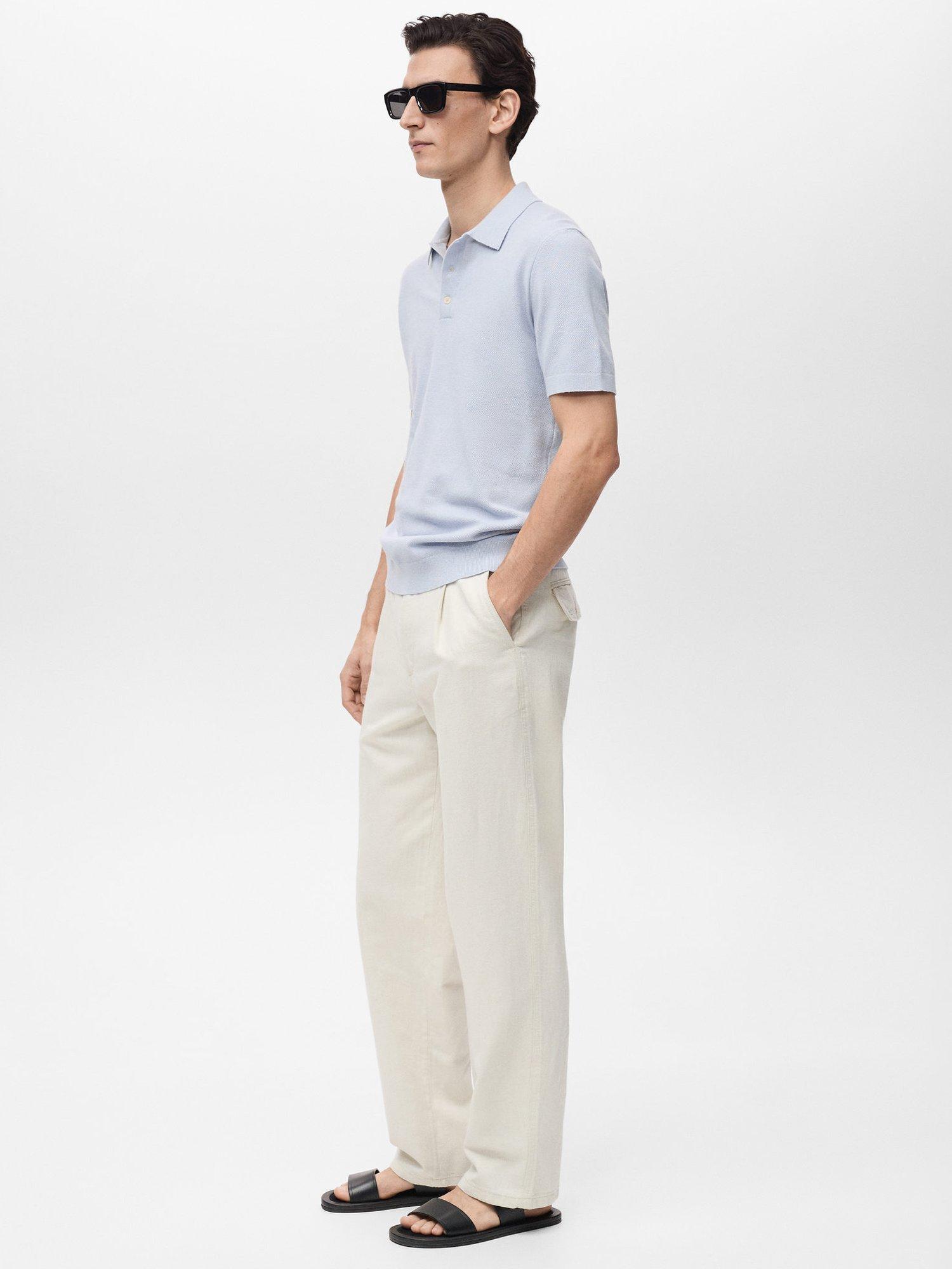 Product image 7 of 8, which shows Mango Andrew Slim Fit Polo Shirt, Mid Blue, XL