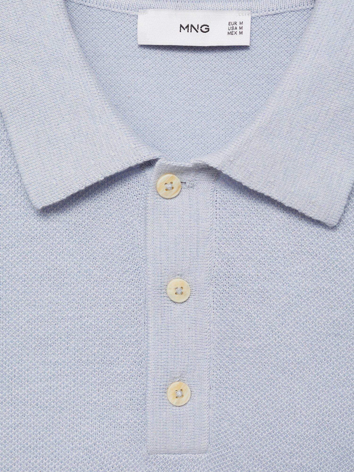 Product image 8 of 8, which shows Mango Andrew Slim Fit Polo Shirt, Mid Blue, XL