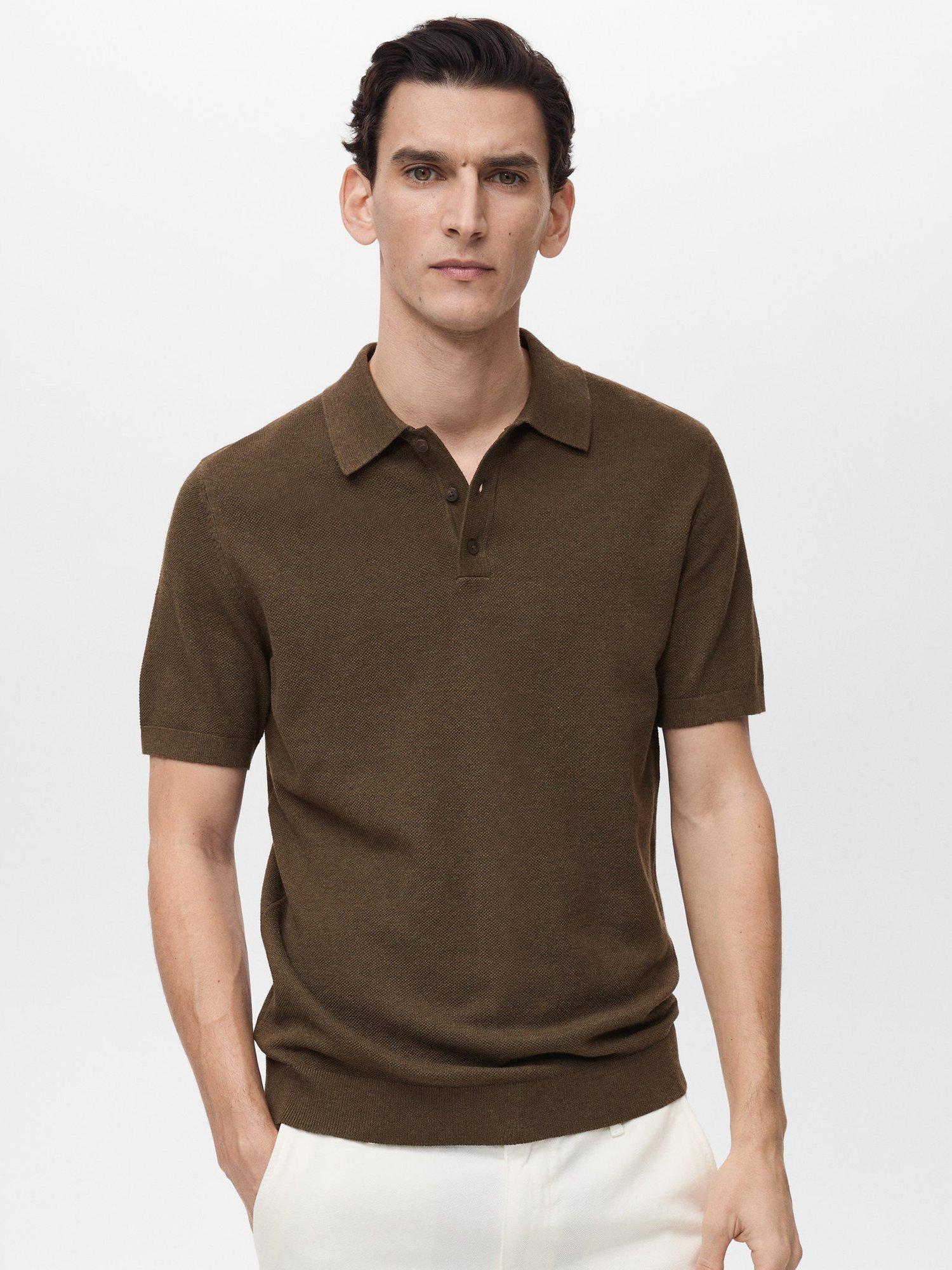 Product image 1 of 8, which shows Mango Andrew Slim Fit Polo Shirt, Brown, L