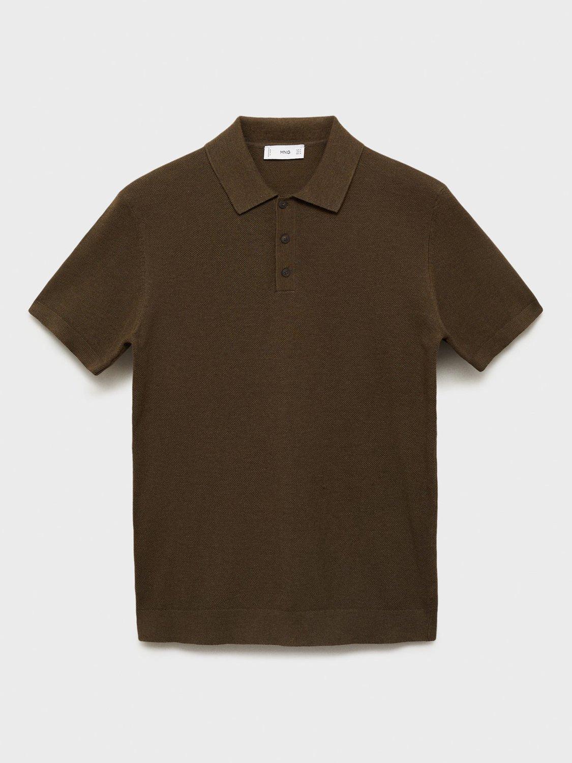 Product image 3 of 8, which shows Mango Andrew Slim Fit Polo Shirt, Brown, L