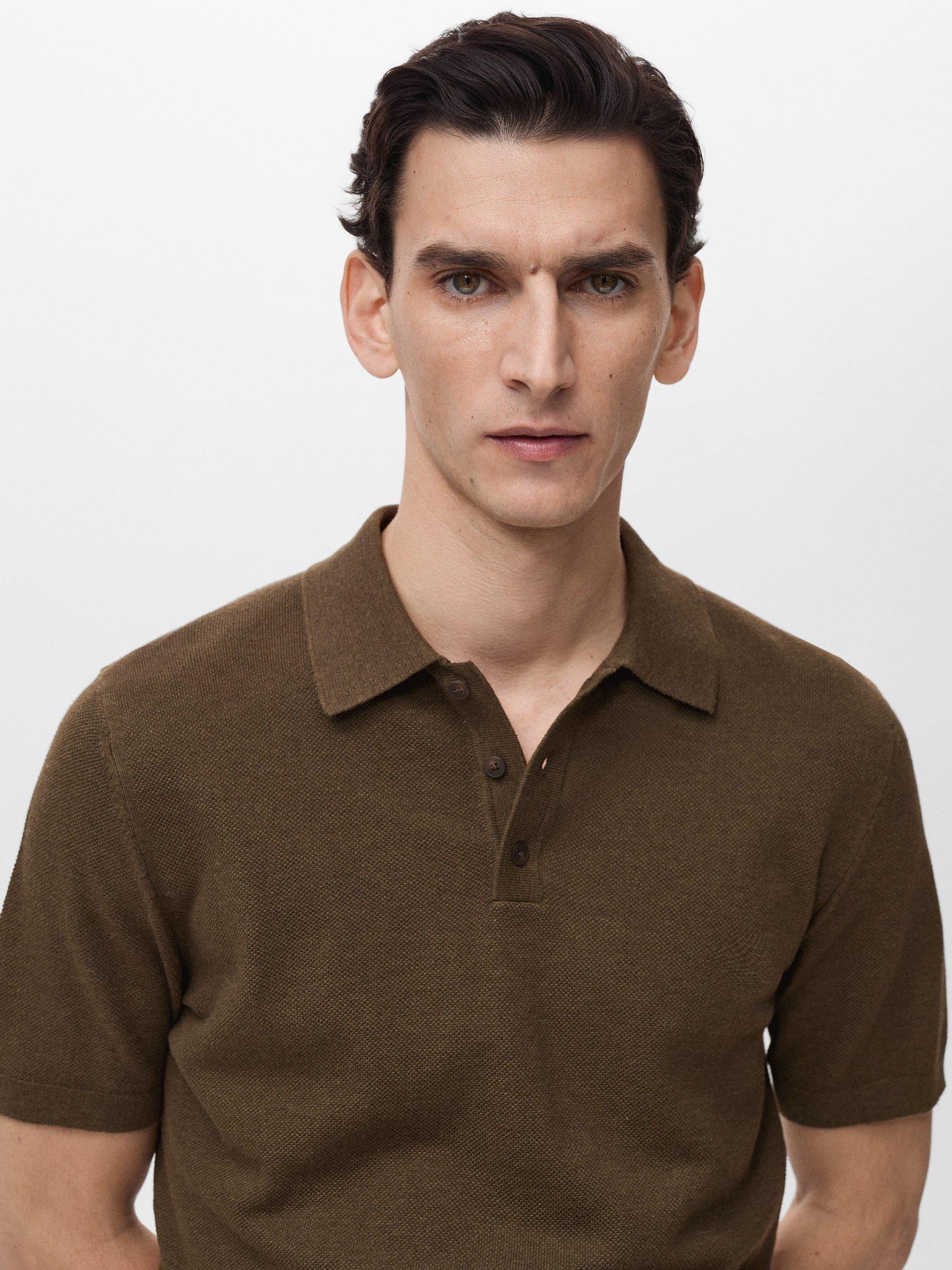Product image 6 of 8, which shows Mango Andrew Slim Fit Polo Shirt, Brown, L