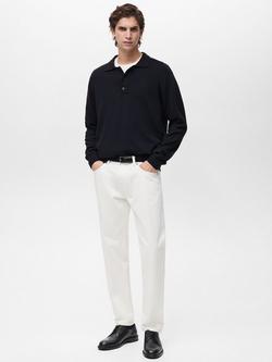 Mango Daily Regular Fit Long Sleeve Polo Shirt - view 2, Dark Blue