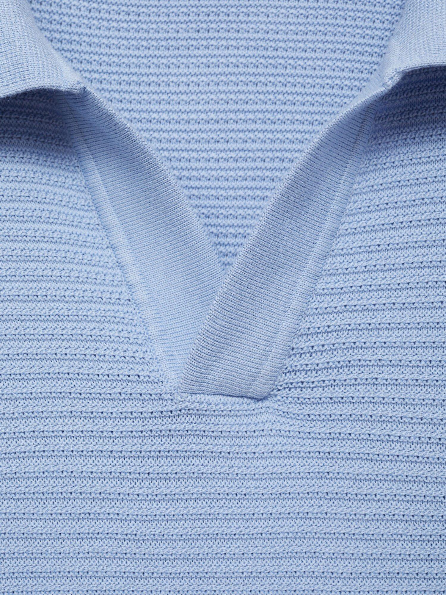 Product image 7 of 7, which shows Mango Salas Cotton Regular Fit Short Sleeve Polo Shirt, Mid Blue, S