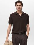 Mango Salas Cotton Regular Fit Short Sleeve Polo Shirt, Dark Brown