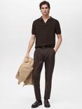 Mango Salas Cotton Regular Fit Short Sleeve Polo Shirt, Dark Brown