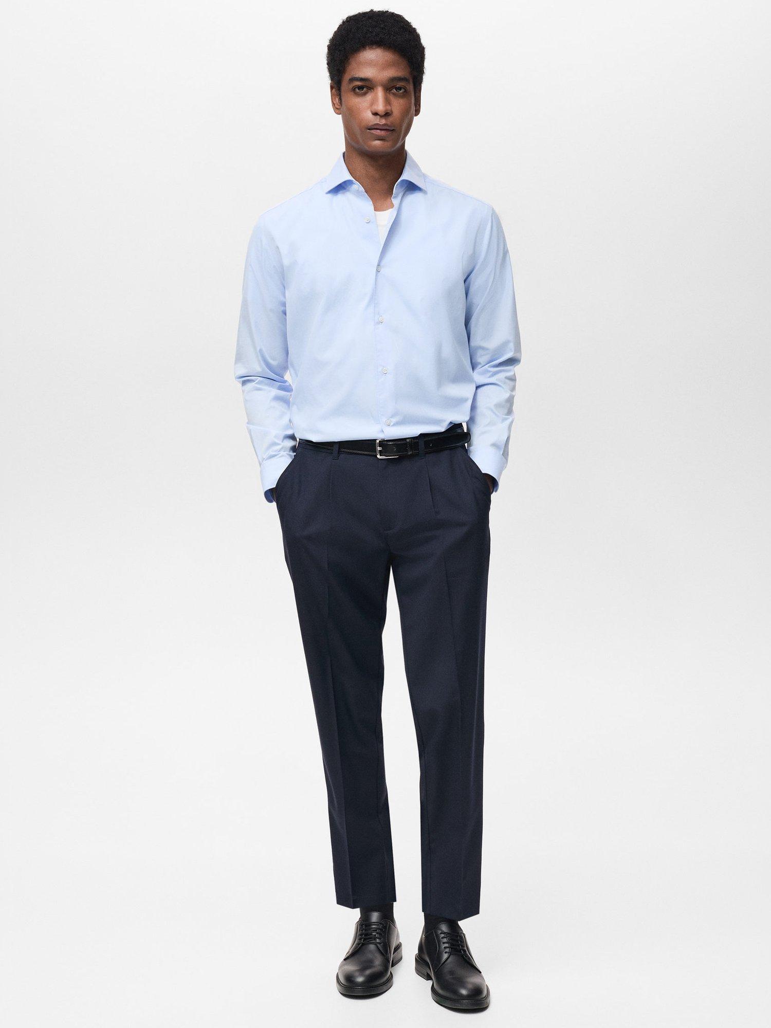 Product image 2 of 8, which shows Mango Cotton Regular Fit Shirt, Light Pastel Blue, XS