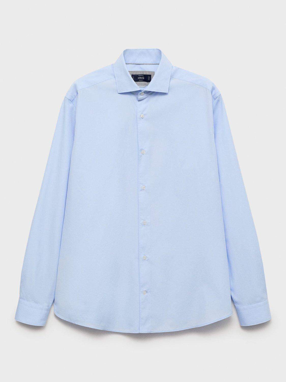 Product image 3 of 8, which shows Mango Cotton Regular Fit Shirt, Light Pastel Blue, XS