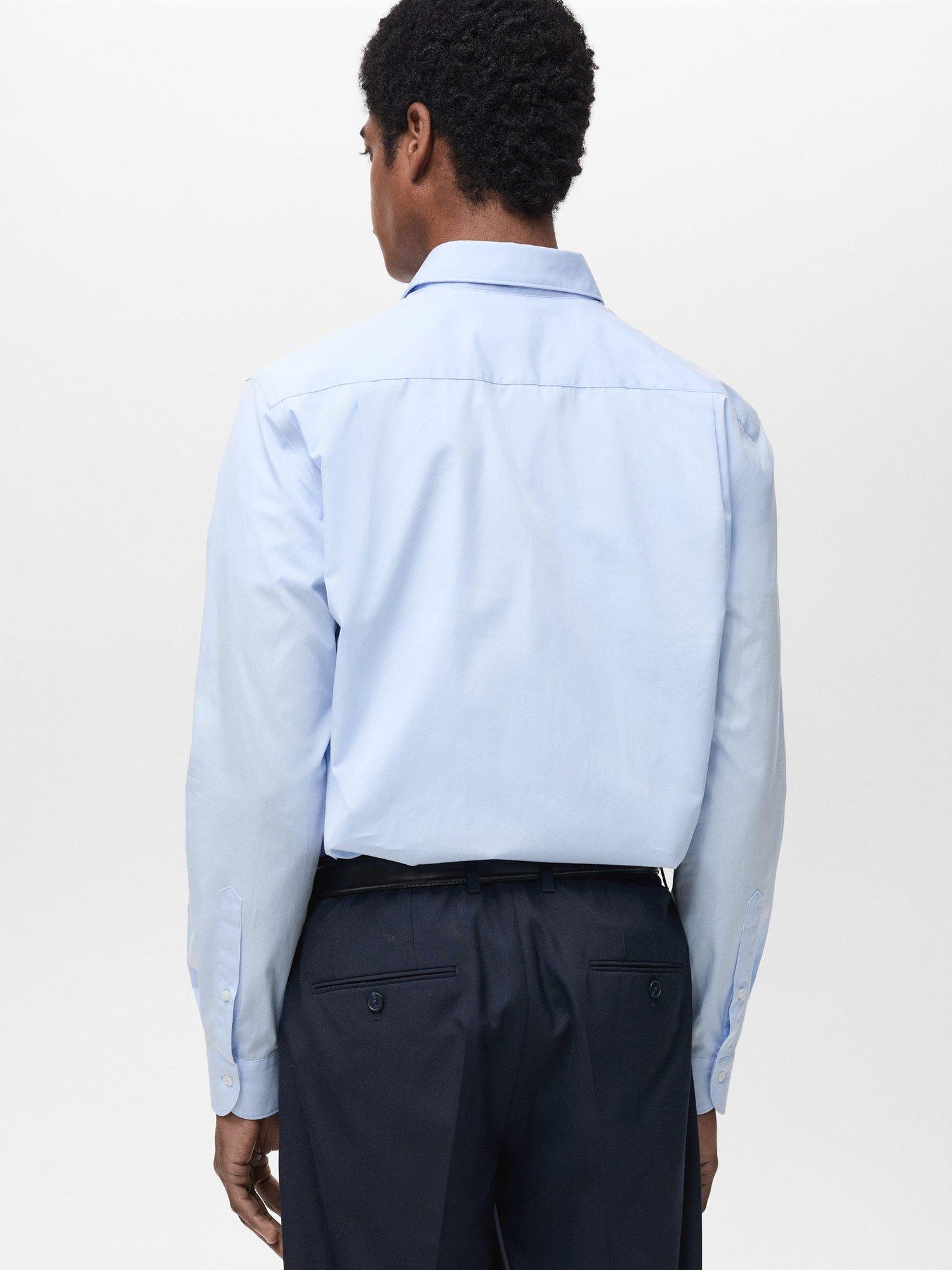 Product image 4 of 8, which shows Mango Cotton Regular Fit Shirt, Light Pastel Blue, XS