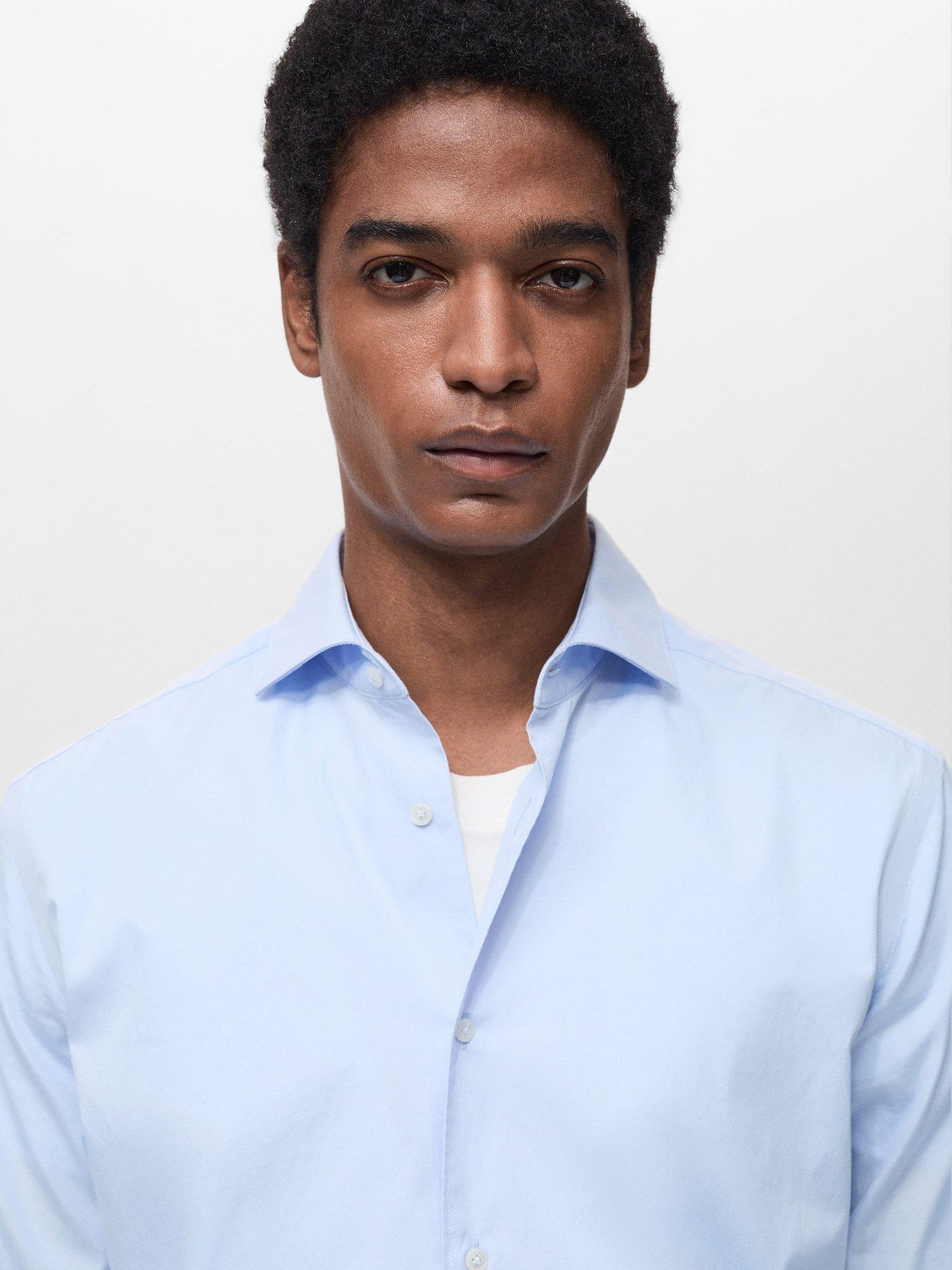 Product image 6 of 8, which shows Mango Cotton Regular Fit Shirt, Light Pastel Blue, XS