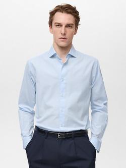 Mango Donosti Cotton Regular Fit Shirt, Mid Blue