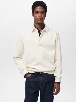 Mango Beach Regular Fit Polo Neck Sweatshirt, Natural White