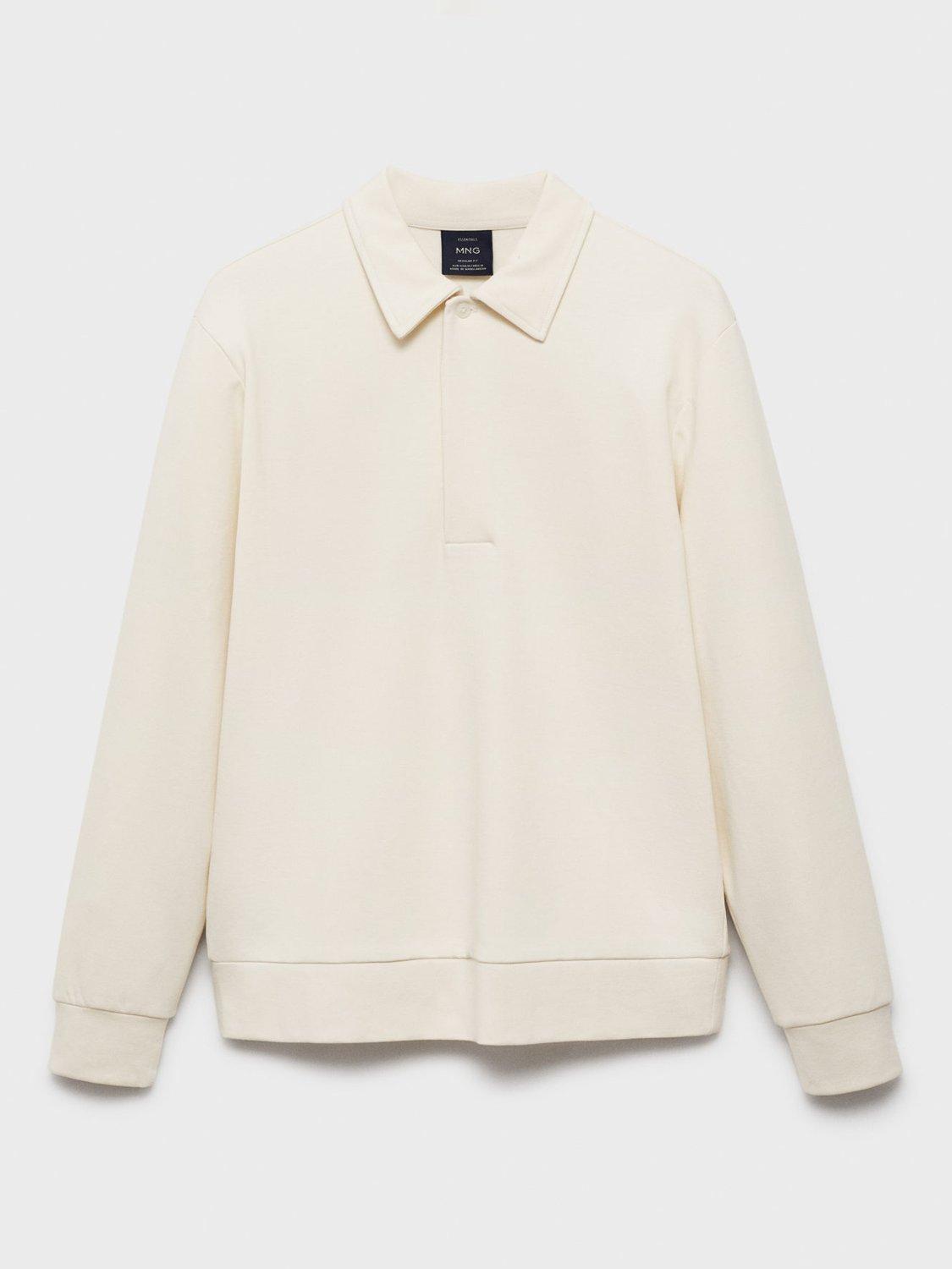 Product image 3 of 8, which shows Mango Beach Regular Fit Polo Neck Sweatshirt, Natural White, XS