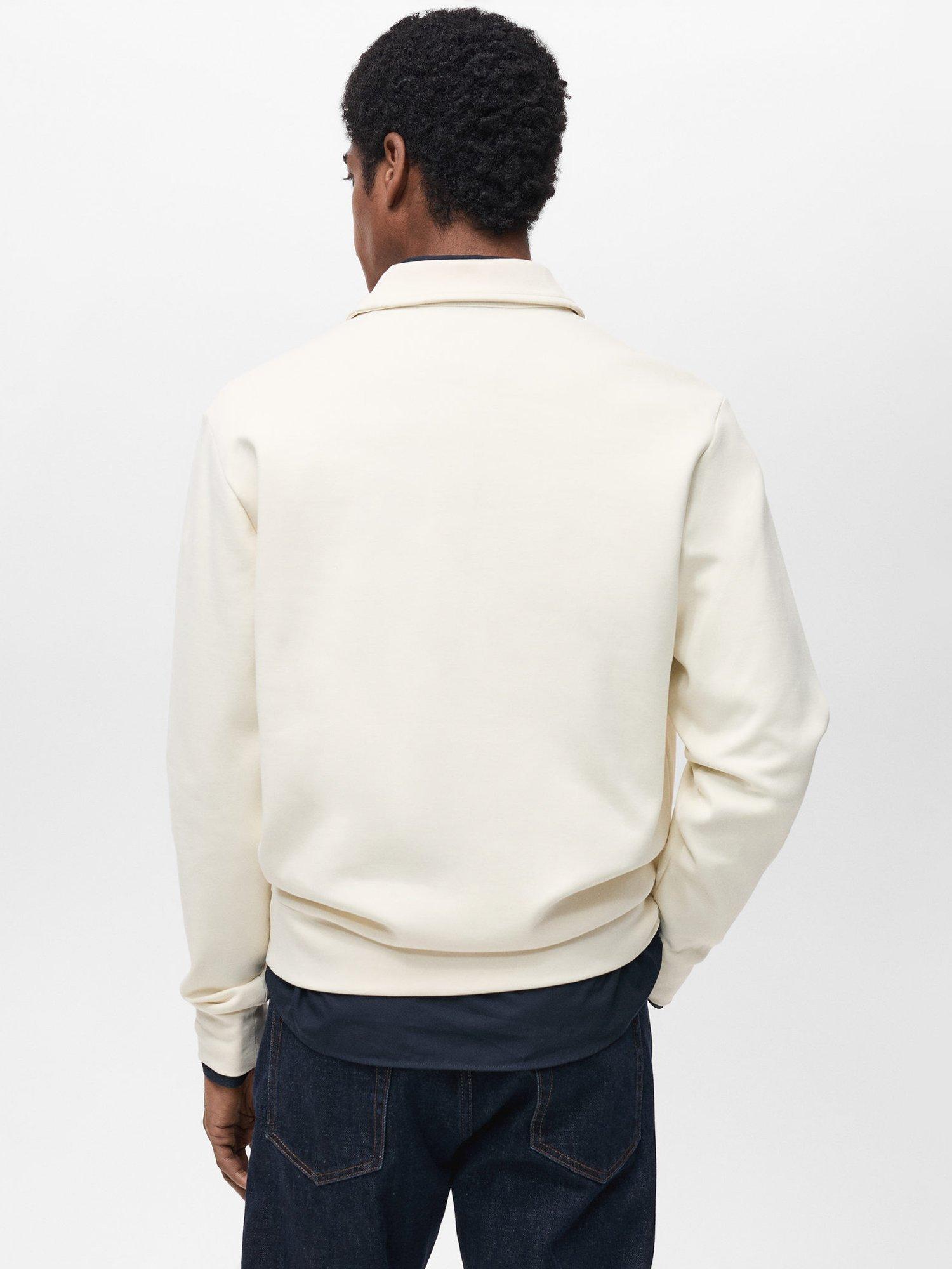 Product image 4 of 8, which shows Mango Beach Regular Fit Polo Neck Sweatshirt, Natural White, XS