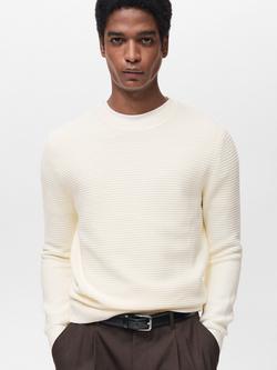 Mango Salas Cotton Slim Fit Jumper, Natural White