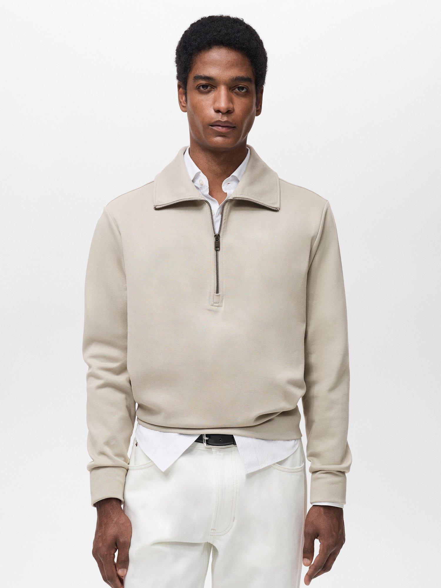 Product image 1 of 8, which shows Mango Winne Half Zip Sweatshirt, Beige, XXL