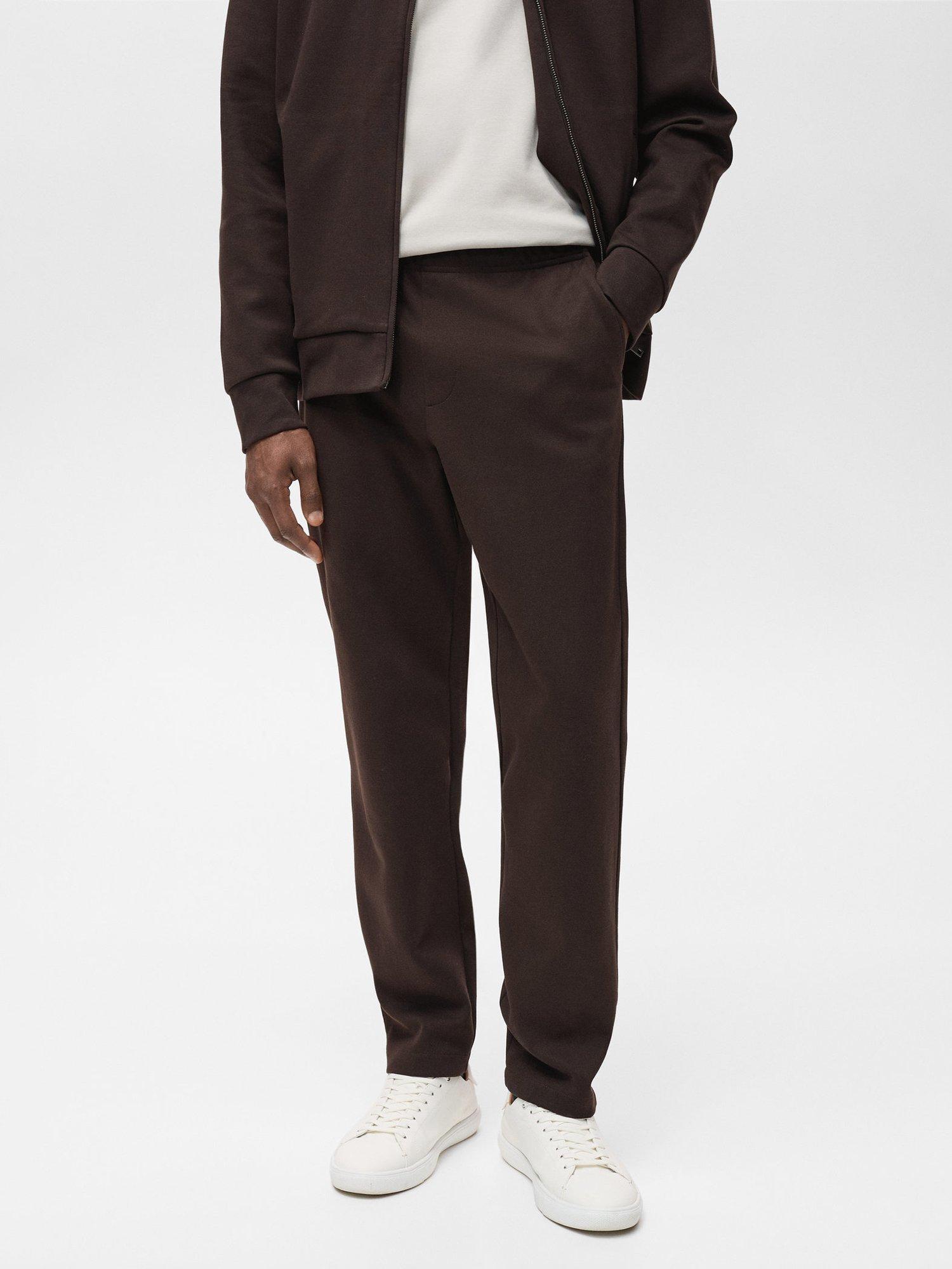 Product image 1 of 8, which shows Mango Nolepant Elasticated Waist Straight Joggers, Dark Brown, XS