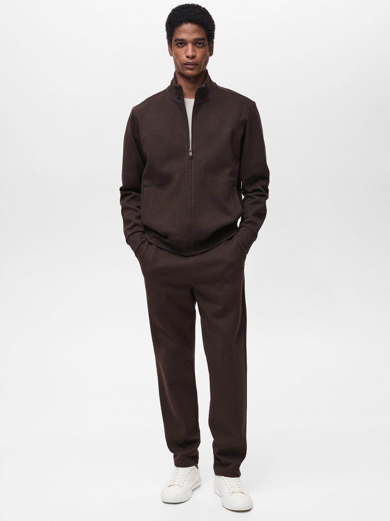 Product image 2 of 8, which shows Mango Nolepant Elasticated Waist Straight Joggers, Dark Brown, XS