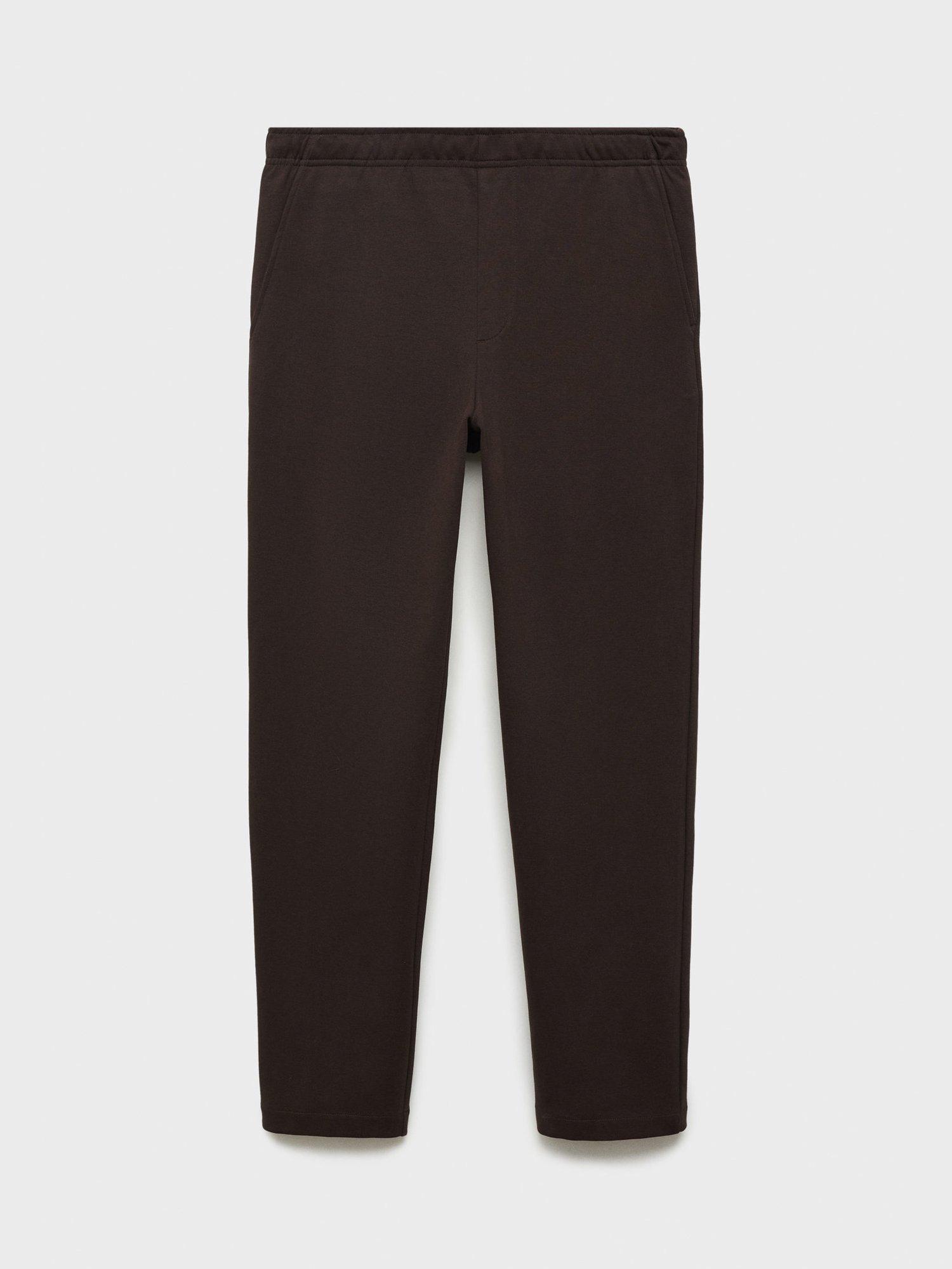 Product image 3 of 8, which shows Mango Nolepant Elasticated Waist Straight Joggers, Dark Brown, XS