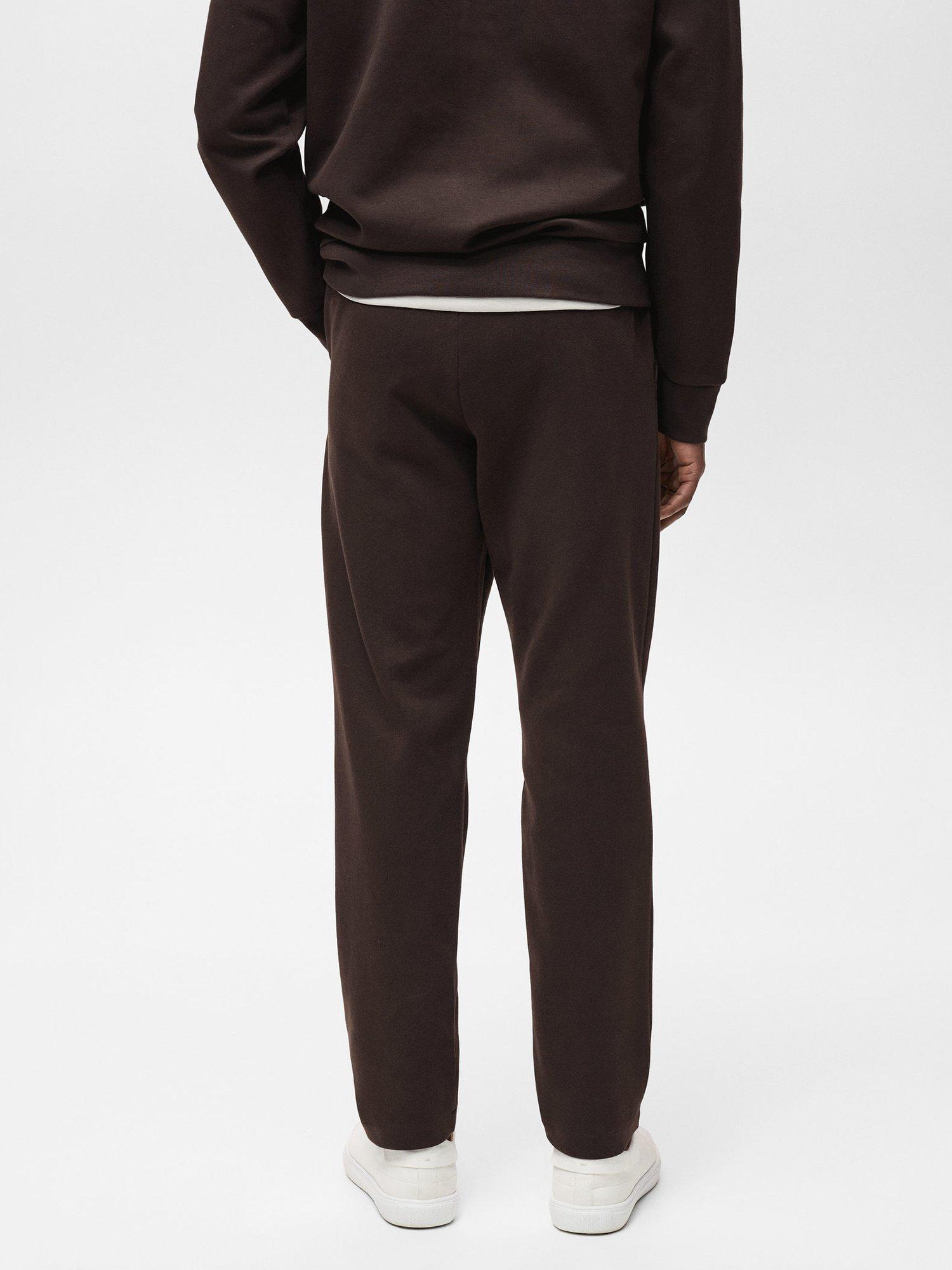 Product image 4 of 8, which shows Mango Nolepant Elasticated Waist Straight Joggers, Dark Brown, XS
