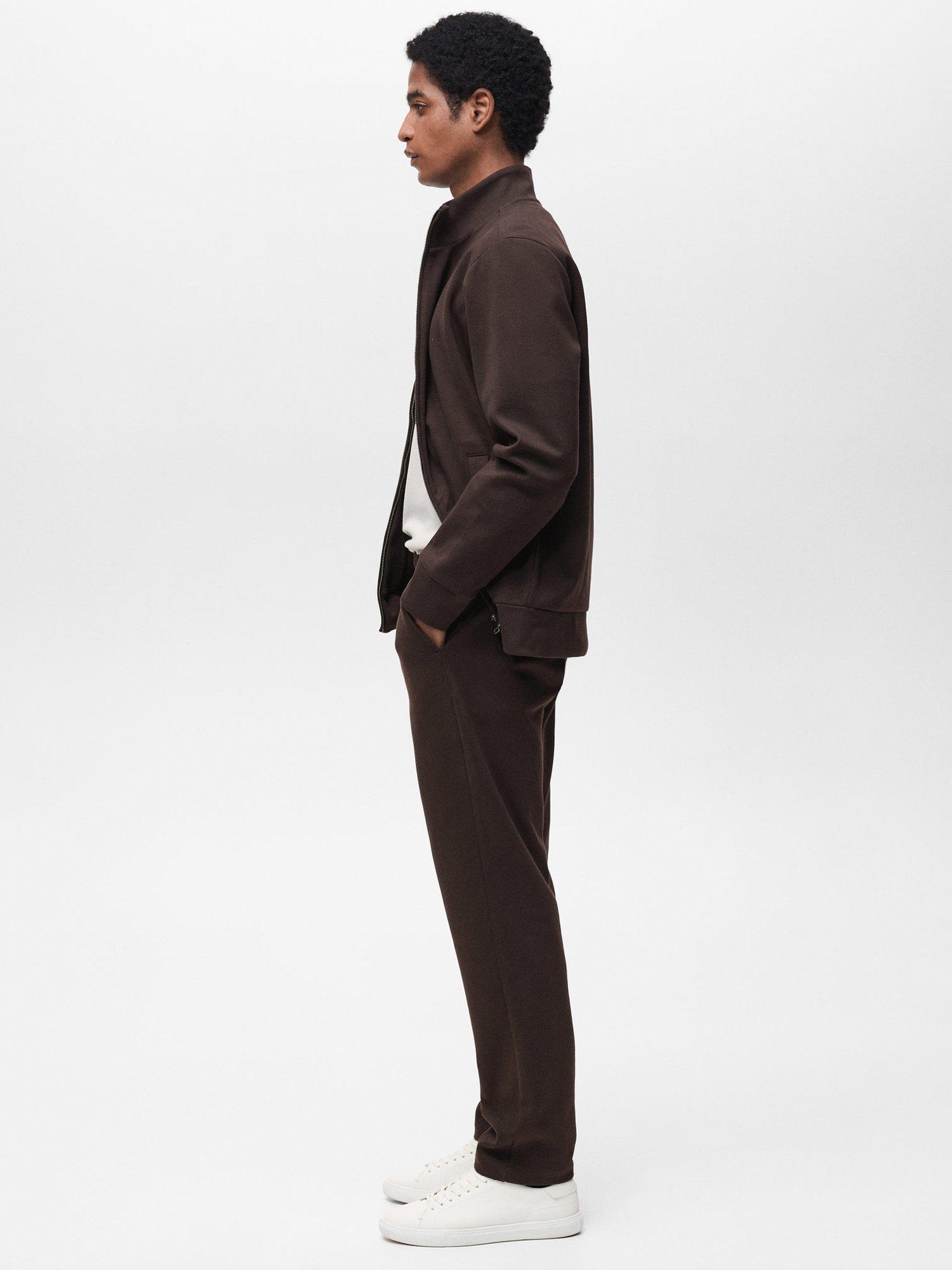Product image 7 of 8, which shows Mango Nolepant Elasticated Waist Straight Joggers, Dark Brown, XS