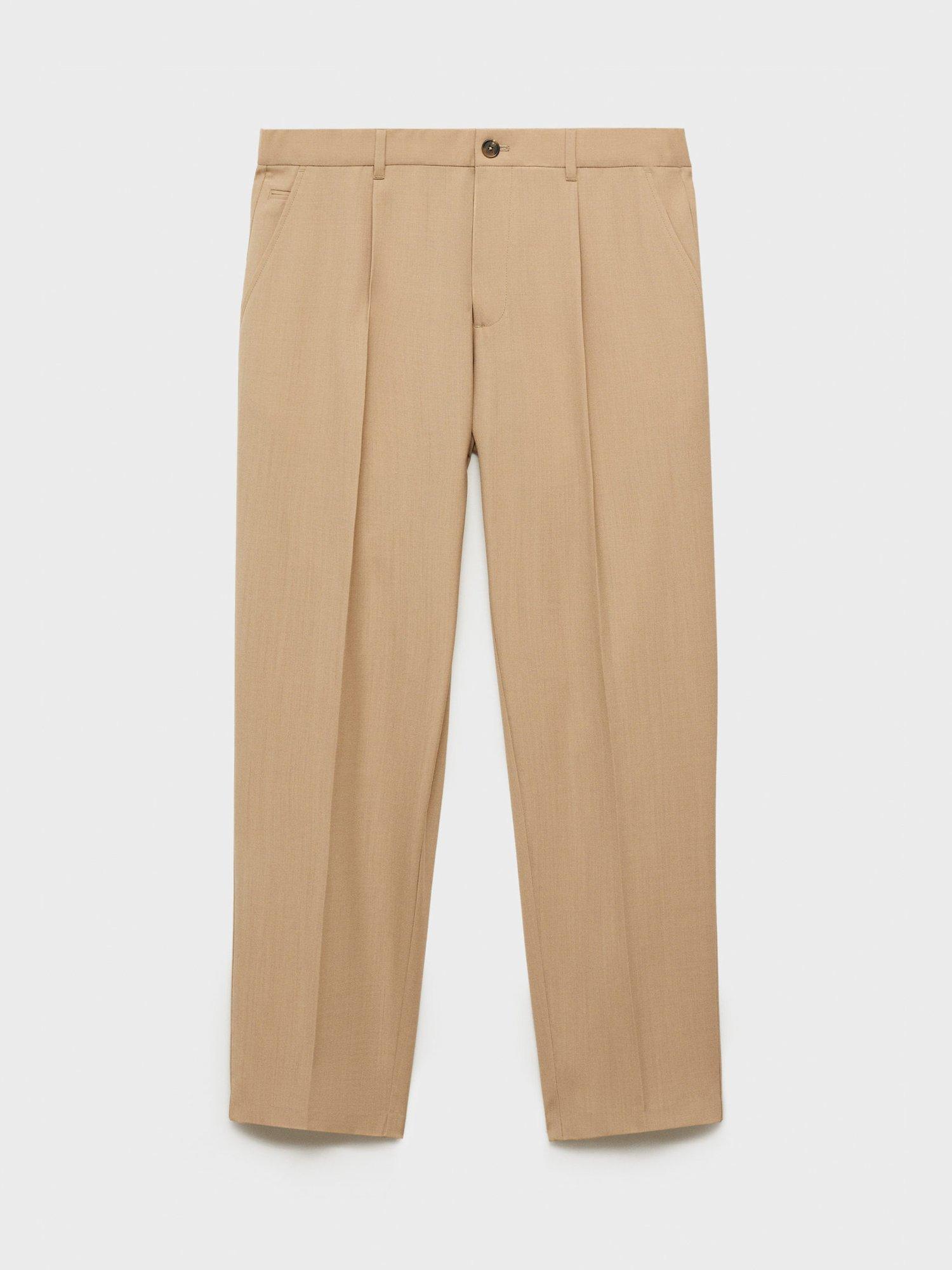 Product image 3 of 8, which shows Mango Tropical Wool Blend Slim Fit Trousers, Mid Brown, 36