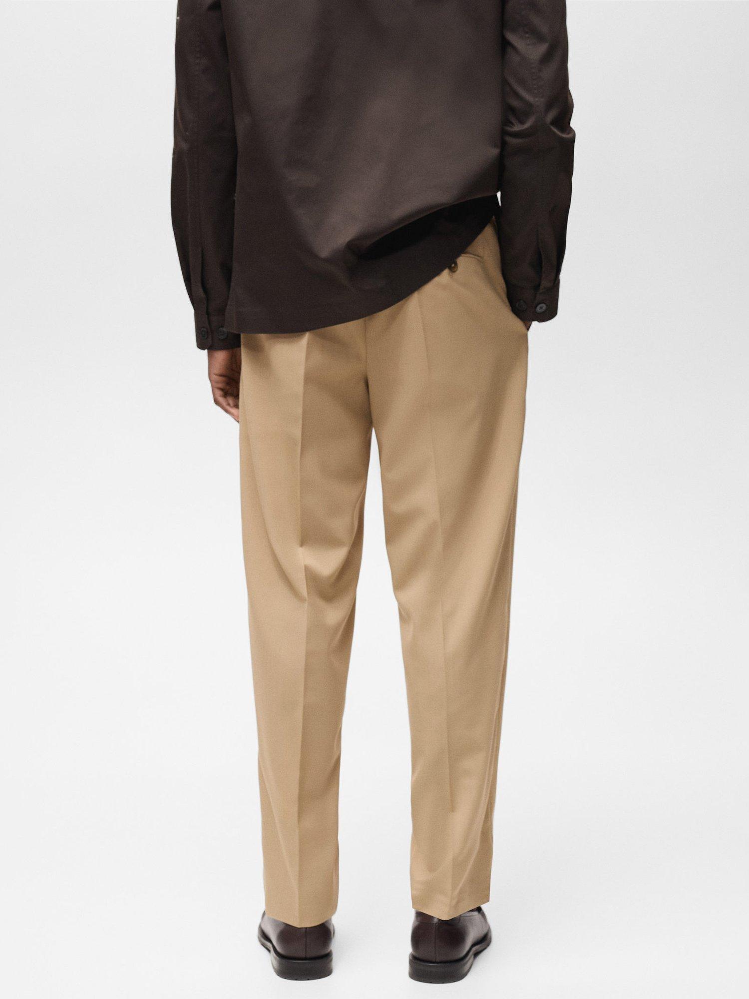 Product image 4 of 8, which shows Mango Tropical Wool Blend Slim Fit Trousers, Mid Brown, 36