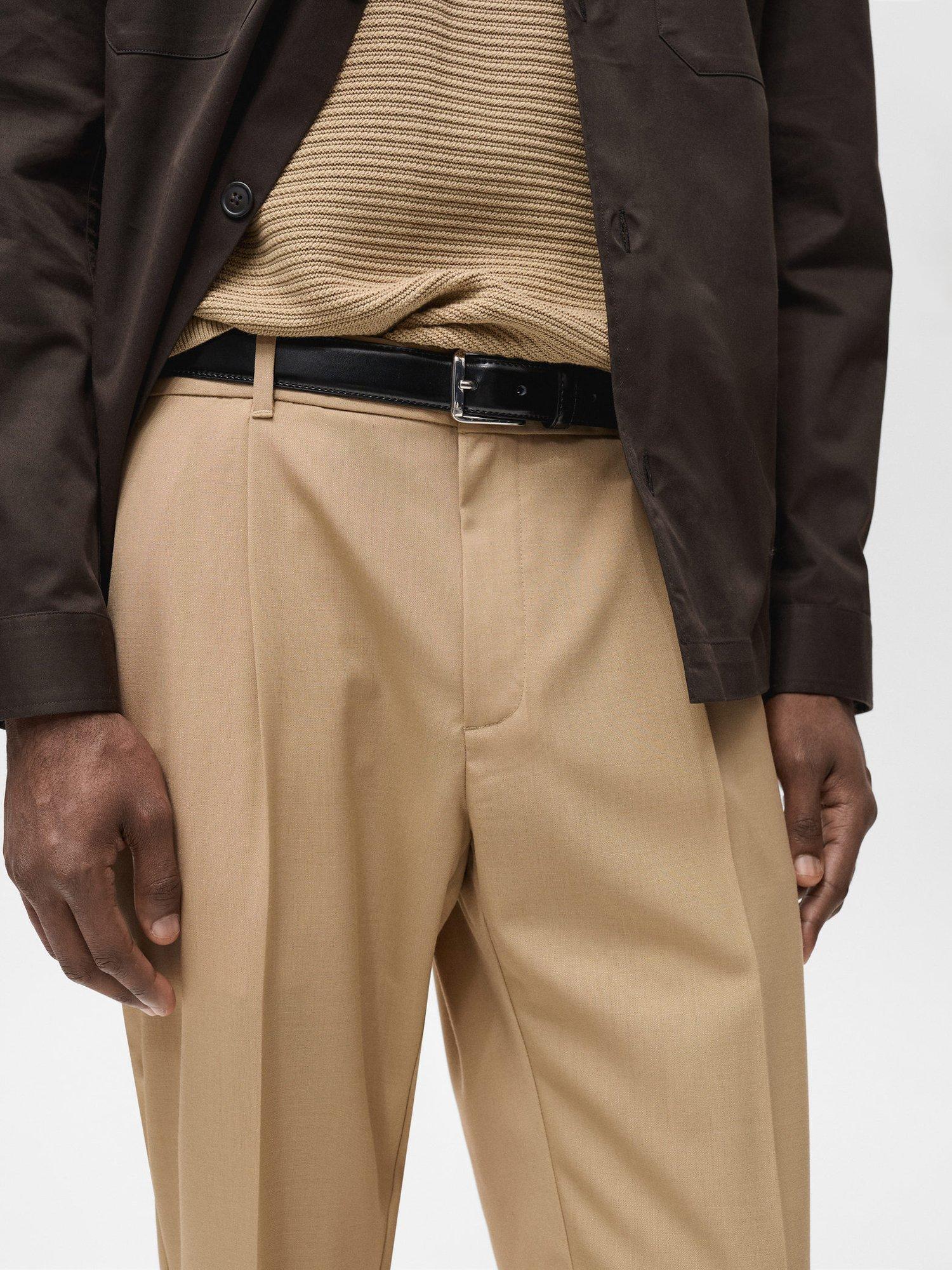 Product image 6 of 8, which shows Mango Tropical Wool Blend Slim Fit Trousers, Mid Brown, 36