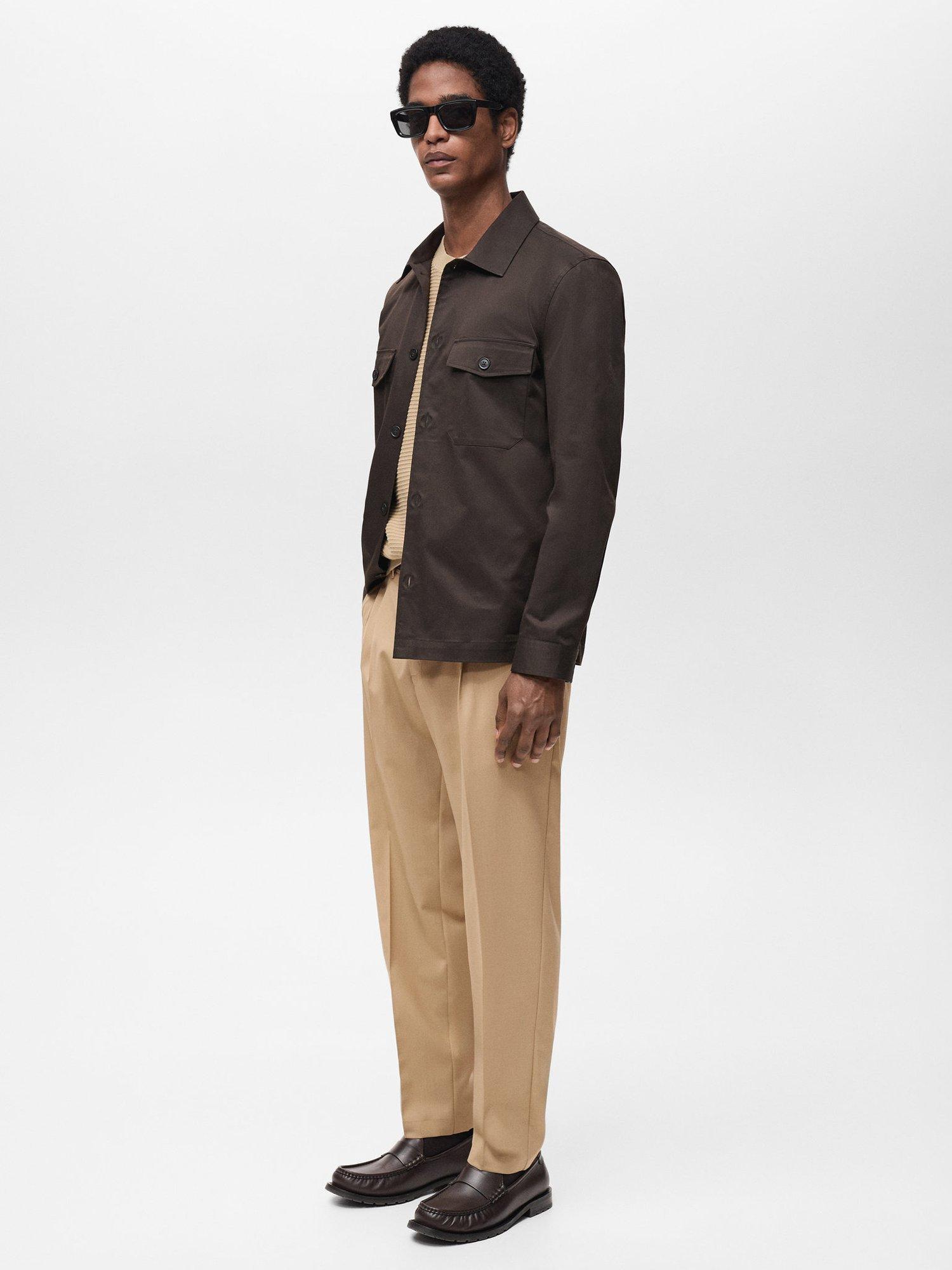 Product image 7 of 8, which shows Mango Tropical Wool Blend Slim Fit Trousers, Mid Brown, 36