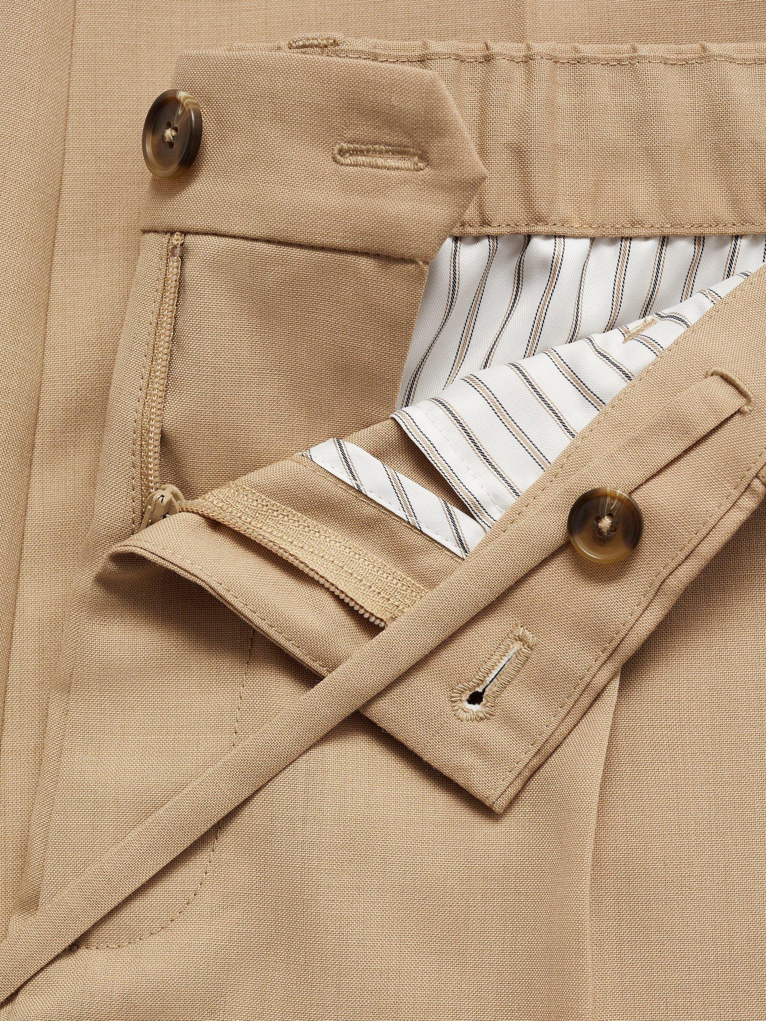 Product image 8 of 8, which shows Mango Tropical Wool Blend Slim Fit Trousers, Mid Brown, 36