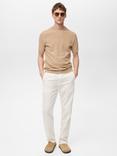Mango Andrew Cotton Blend Regular Fit Short Sleeve T-Shirt, Beige