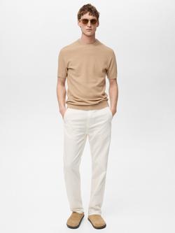 Mango Andrew Cotton Blend Regular Fit Short Sleeve T-Shirt, Beige - view 2, Beige