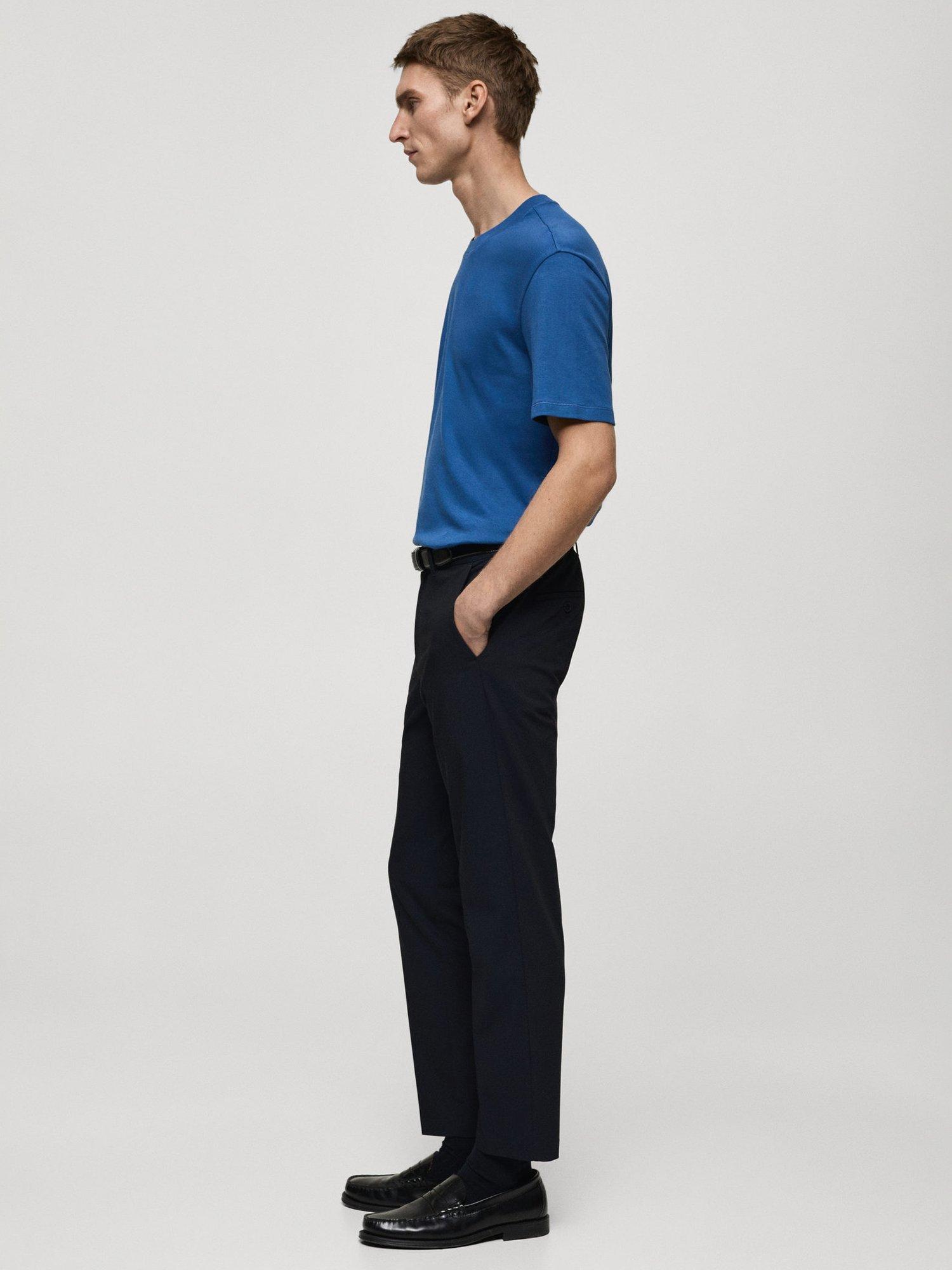 Product image 6 of 7, which shows Mango Kimi Cotton Regular Fit Short Sleeve T-Shirt, Mid Blue, L